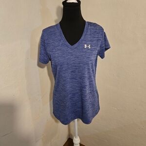 Under Armour Women's Heatgear Blue V-Neck Tee Size S